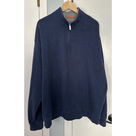 Orvis Blue Pullover 1/4 Zip Snap Long Sleeve Sweater Mens Size 2XL - Picture 1 of 9